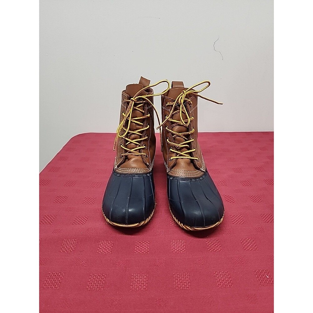 Lands End Duck Boots Womens Size 10 Leather Upper Rubber Bootie Waterproof